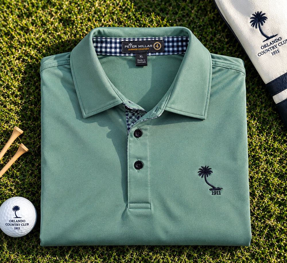 Peter Millar Summer Comfort Orlando Country Club Golf Polo Sz. XL Green Stretch